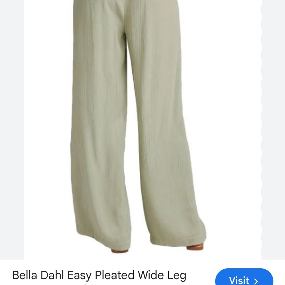 Bella Dahl Cupro Blend Wide‎ Leg Pants in Sage Green - Picture 2 of 9